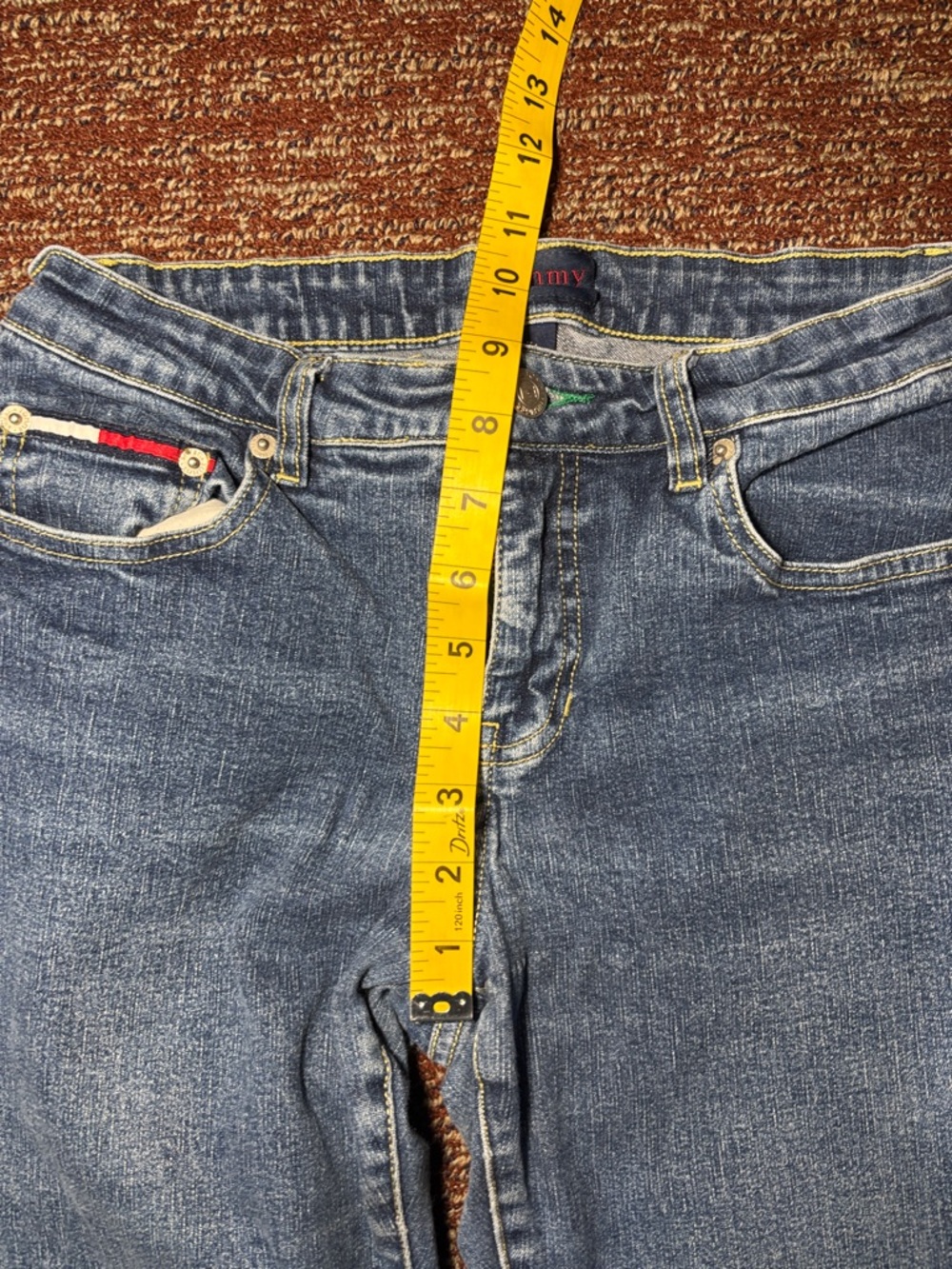 Vintage Y2K Tommy Hilfiger medium wash stretch bootcut jeans Womens 7/32 - Picture 15 of 15
